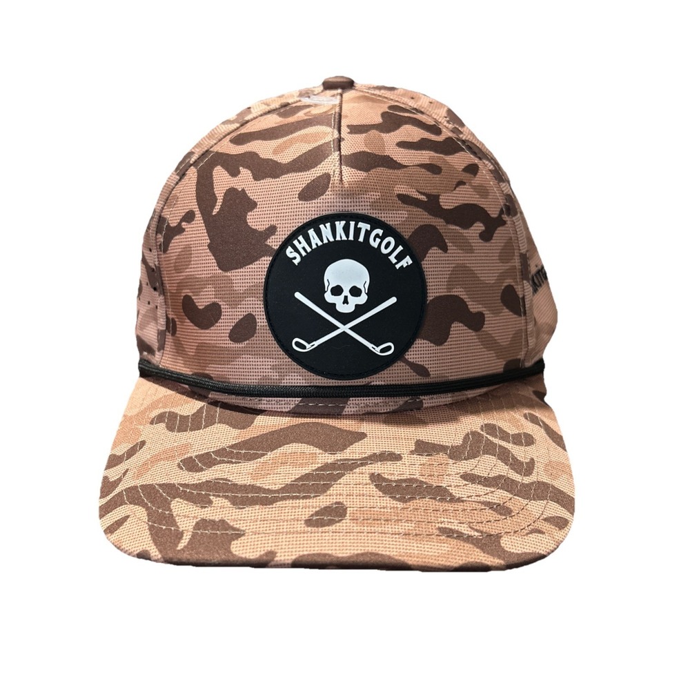 Mens Shank It Golf Camo Snapback Hat Funny Golfing Cap Preppy Golfer Skull